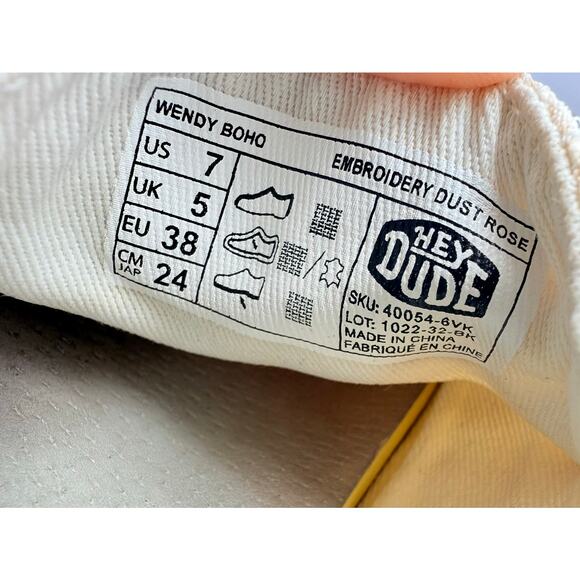 Hey Dude Wendy Boho Womens Size 7 Embroidery Dust Rose Lightweight Slip On Shoes - Picture 9 of 11